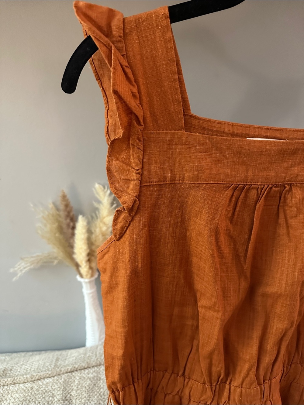 100% Cotton Universal Thread Rust Orange Sleeveless Tie-Waist Midi Dress - Picture 6 of 7